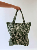 Beau & Ro Tote Remnant Collection Green Zebra Tote Bag