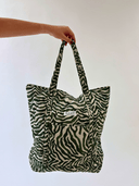 Beau & Ro Tote Remnant Collection Green Zebra Tote Bag