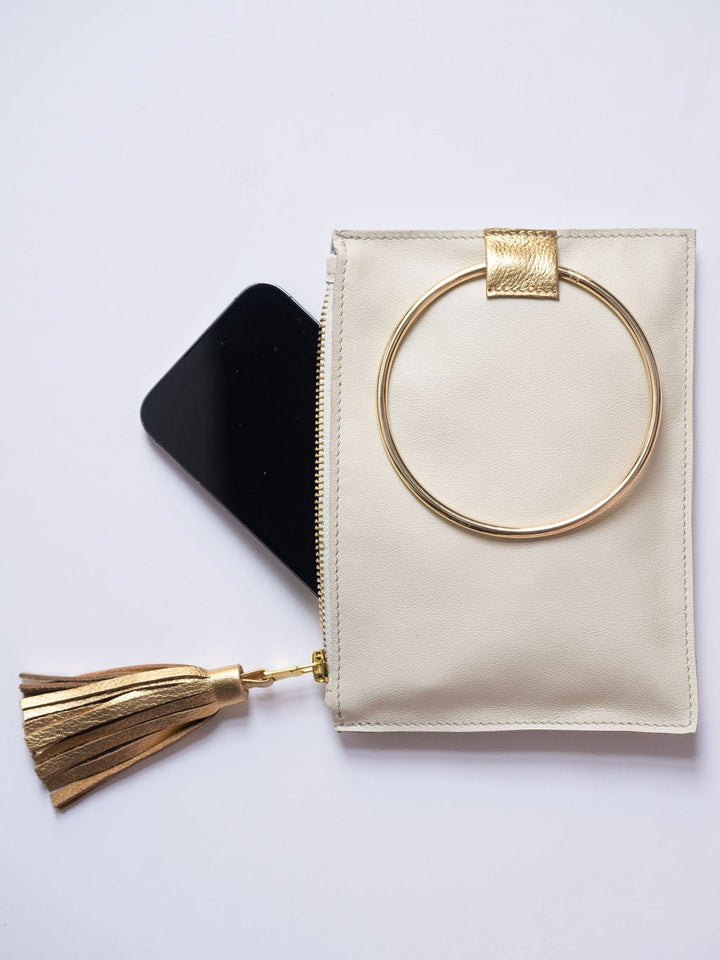 Beau & Ro Wristlet Champagne / One Size The Metal Ring Wristlet | Champagne