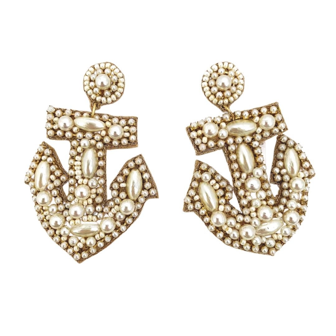 Beth Ladd Earrings Pearl Anchor Earrings