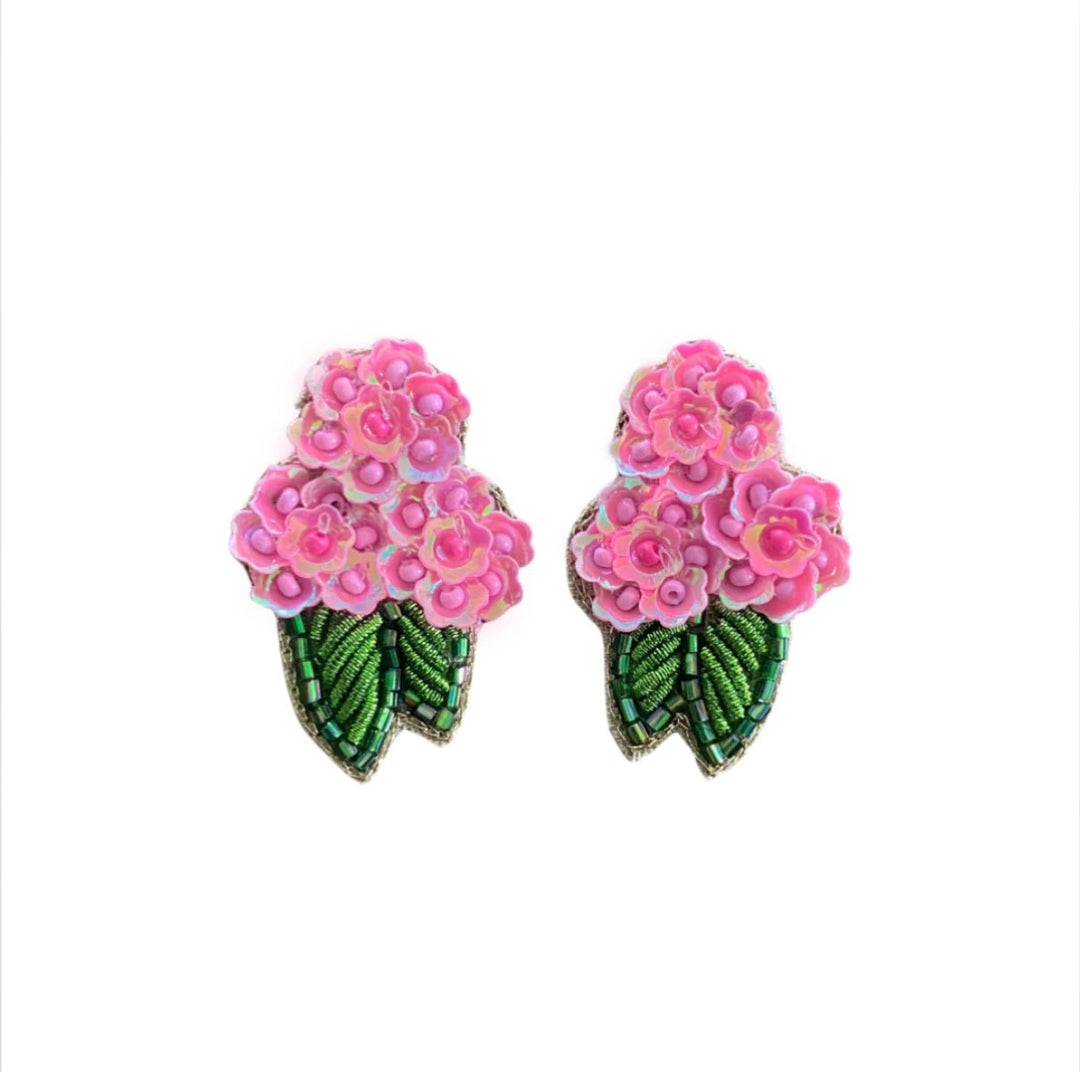 Beth Ladd Earrings Pink Hydrangea Earrings
