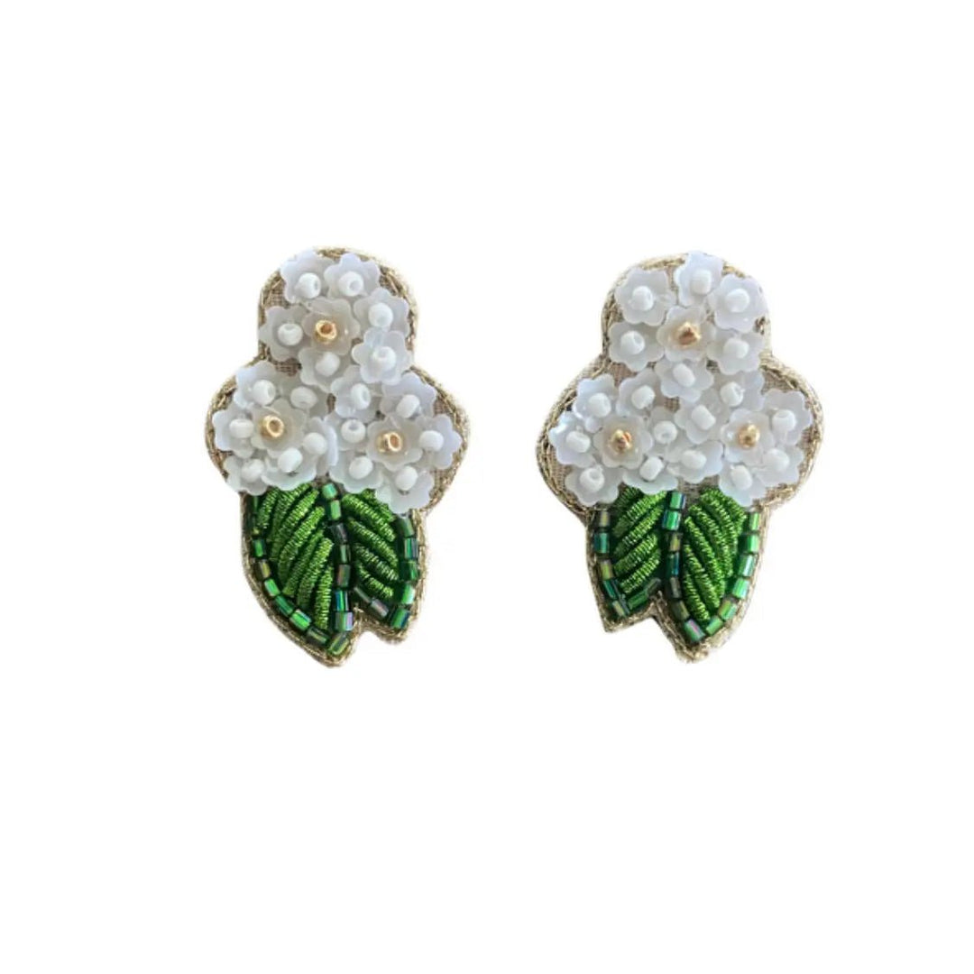 Beth Ladd Earrings White Hydrangea Earrings