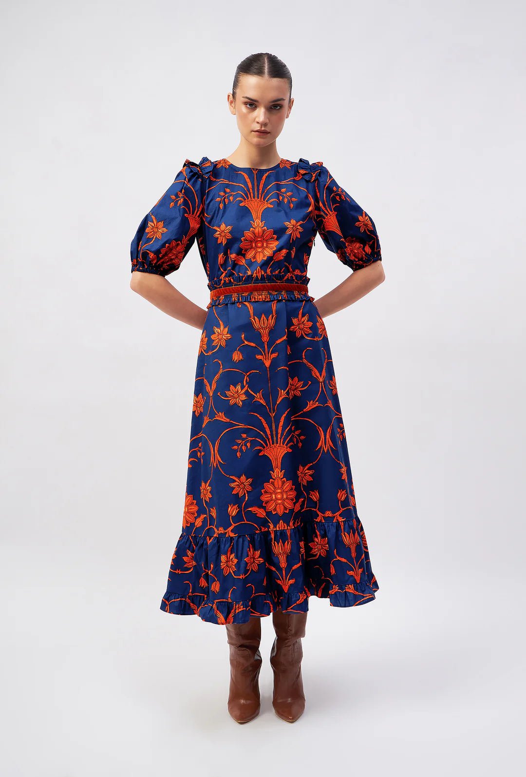 Beyond by Vera Antonia Dress in Meknes Terra Small Navy