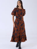 Beyond by Vera Dress Antonia Dress in Noir Bloom Brown
