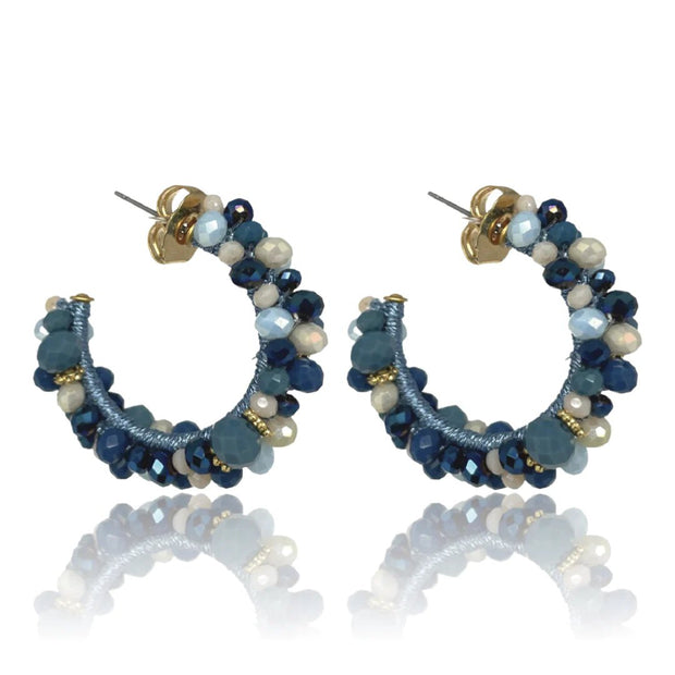 Bibi Marini Earrings Blue Bibi Marini | Medium Bouquet Hoop Earrings