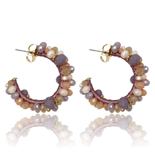 Bibi Marini Earrings Ivory / Lilac Bibi Marini | Medium Bouquet Hoop Earrings
