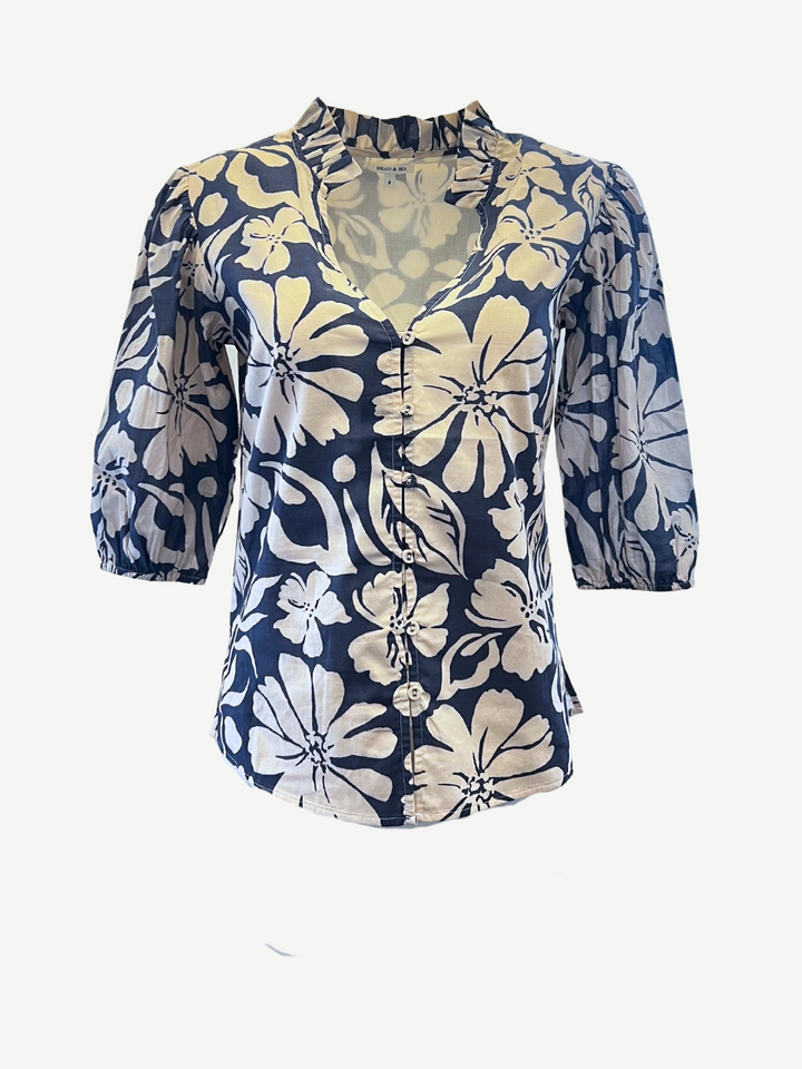 SAMPLE | The Lily Top | Big Navy Flower Power | Small