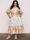 Bohemian Traders Dress Alma Midi Shirt Dress in Blue