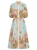 Bohemian Traders Dress Alma Midi Shirt Dress in Blue
