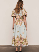 Bohemian Traders Dress Alma Midi Shirt Dress in Blue