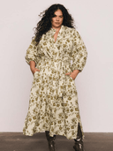Bohemian Traders Dress Archer Smock Midi Dress in Olive