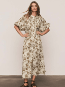 Bohemian Traders Dress Archer Smock Midi Dress in Olive