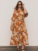 Bohemian Traders Dress Blair Shirt Dress in Rust