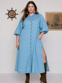 Bohemian Traders Dress Chambray Smocked Midi Dress in Ice Blue