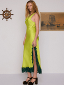 Bohemian Traders Dress Cowl Neck Applique Slip Dress in Citrus