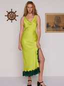 Bohemian Traders Dress Cowl Neck Applique Slip Dress in Citrus