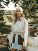 Bohemian Traders Dress Embroidered Collar Cotton Shirt in Cream