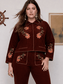 Bohemian Traders Jacket Sadie Embroidered Jacket in Burgundy