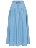 Bohemian Traders Skirt Chambray Lace Up Skirt in Ice Blue