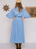 Bohemian Traders Skirt Chambray Lace Up Skirt in Ice Blue