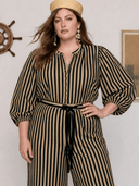 Bohemian Traders Top Belle Puff Sleeved Blouse in Stripe