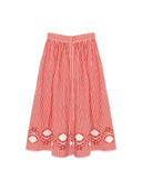Colette Midi Skirt in Red Stripe