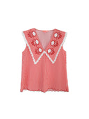 Emma Sleeveless Blouse in Red Stripe