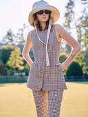 Byrdie Golf Social Wear Top Regatta Top in Brown Gingham