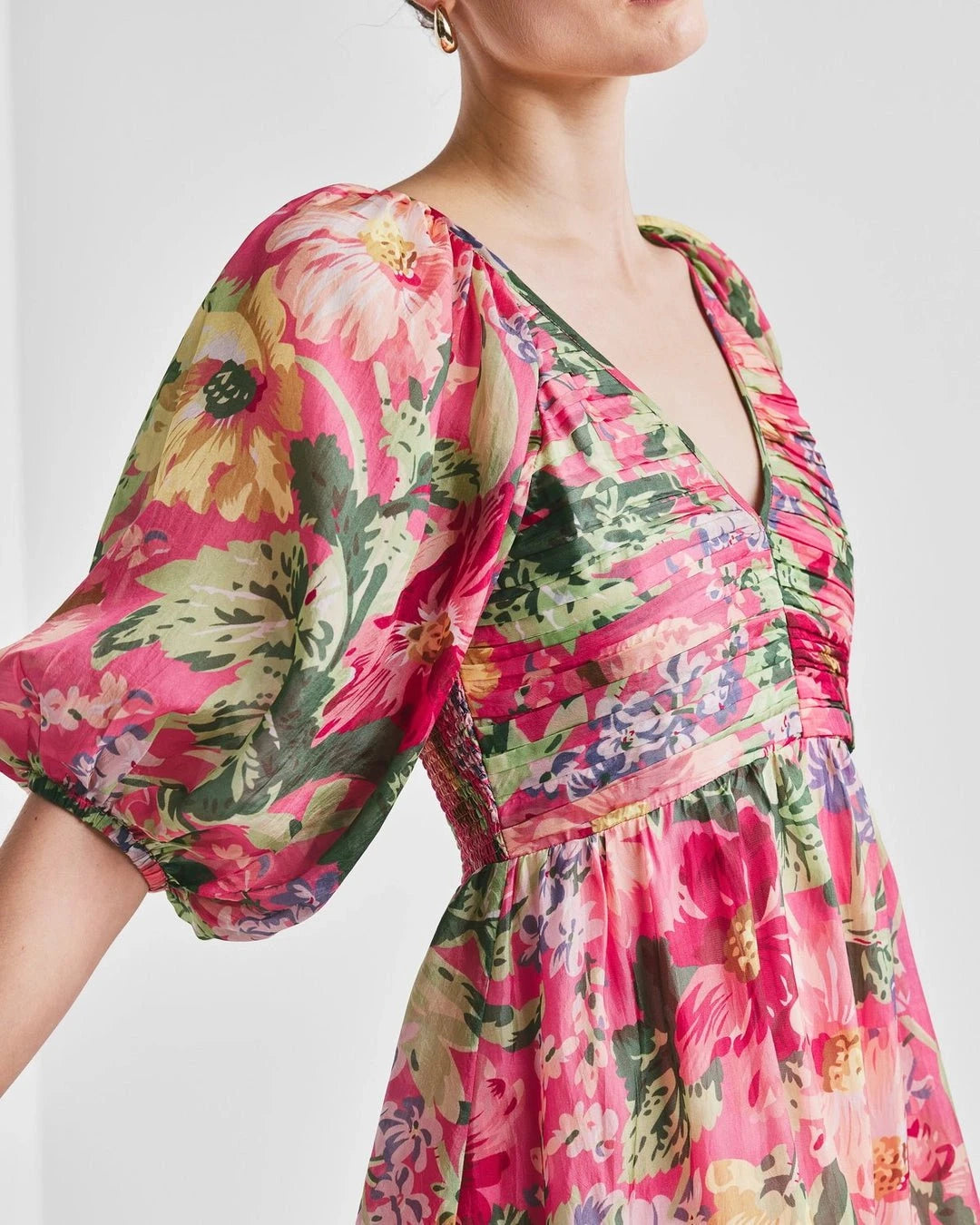 byTiMo Dress Cupro Mini Dress in Pink Blossoms