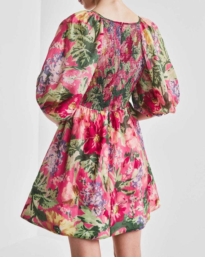 byTiMo Dress Cupro Mini Dress in Pink Blossoms