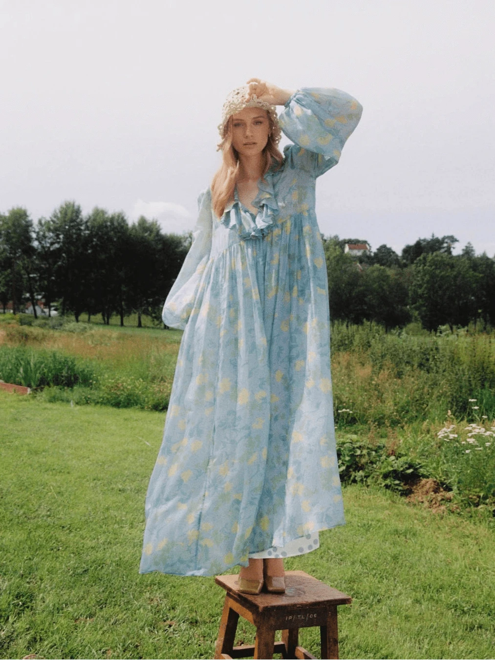 byTiMo Dress Cupro Relaxed Dress in Anemone Field
