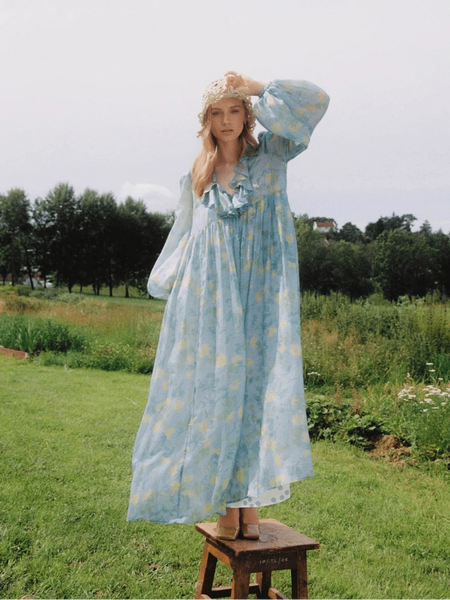Cupro Relaxed Dress in Anemone Field Cupro Relaxed Dress in Anemone Field