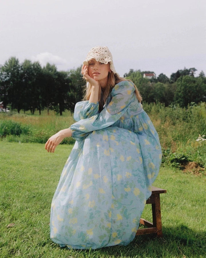byTiMo Dress Cupro Relaxed Dress in Anemone Field