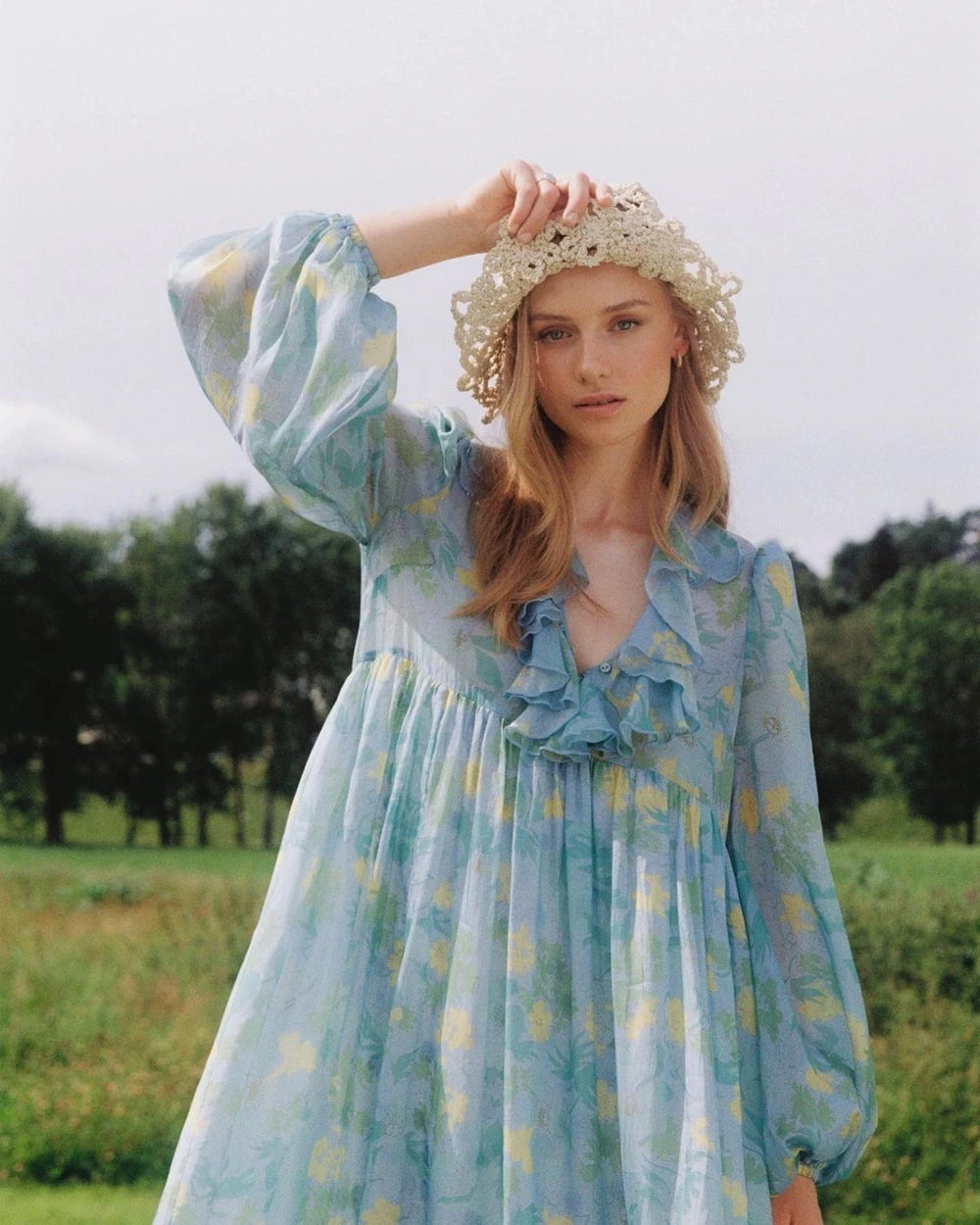 byTiMo Dress Cupro Relaxed Dress in Anemone Field