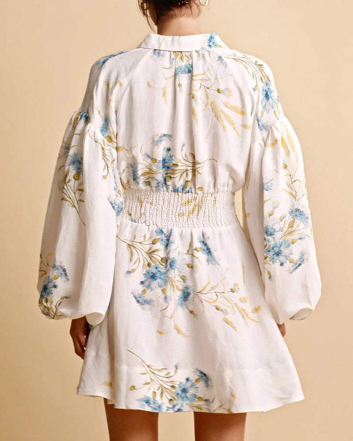 byTiMo Dress Linen Mini Dress in Blue Straw