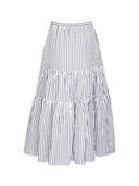 byTiMo Skirt Seersucker Midi Skirt in Marine Stripe