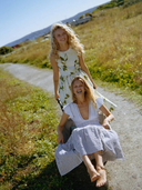 byTiMo Skirt Seersucker Midi Skirt in Marine Stripe