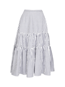 byTiMo Skirt Seersucker Midi Skirt in Marine Stripe
