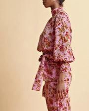 byTiMo Top byTiMO | Golden Georgette Blouse in Pink Wallpaper
