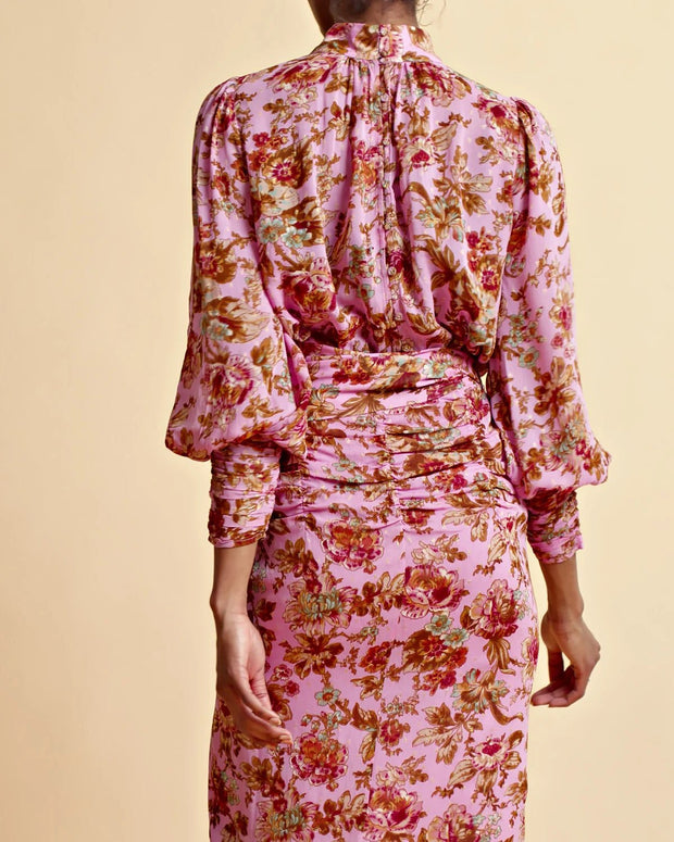 byTiMo Top byTiMO | Golden Georgette Blouse in Pink Wallpaper