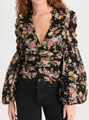byTiMo Top byTiMO | Golden Georgette Top in Night Garden