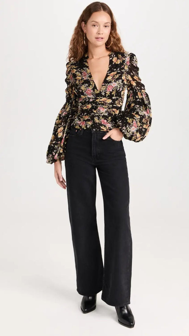 byTiMo Top byTiMO | Golden Georgette Top in Night Garden