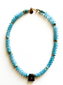 Electra Necklace with Handcarved Tourmaline Ebony Pendant