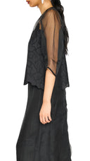 Bari Organza Top in Black Waterlily
