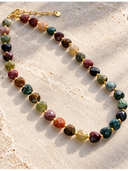Indian Agate Heart Beaded Necklace