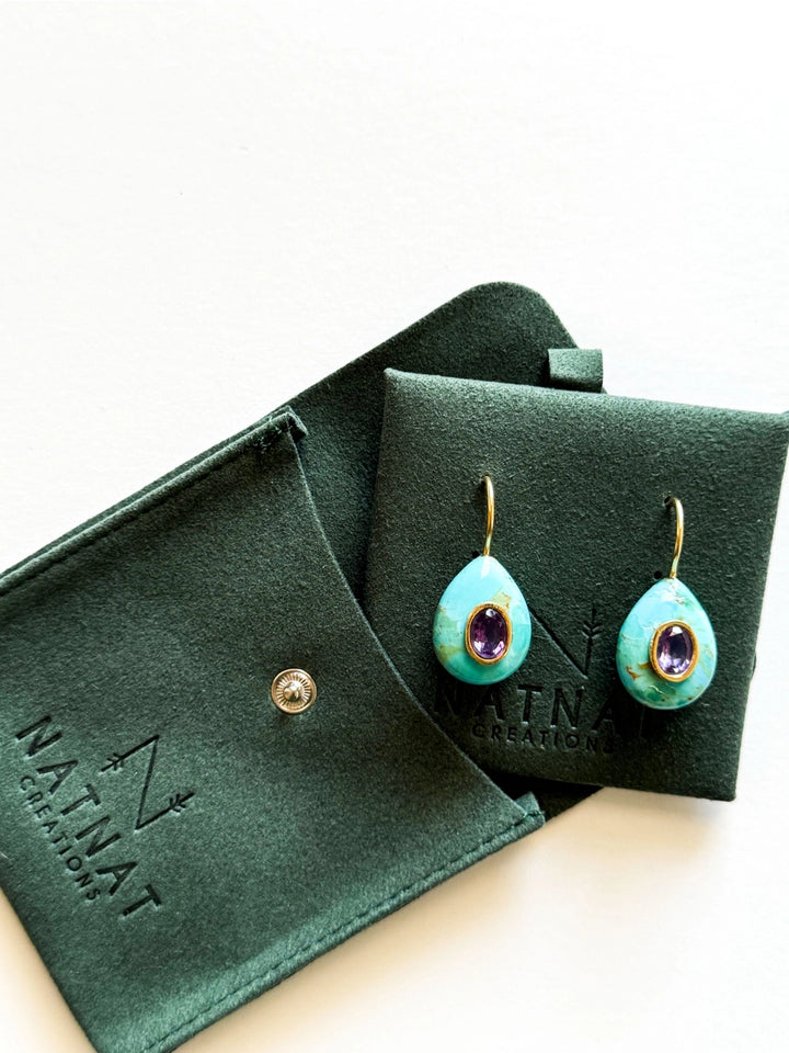 Dreamer Earrings in Turquoise & Amethyst