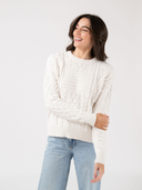 Cable Knit American Flag Sweater in Ivory