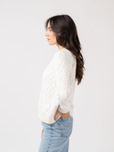 Cable Knit American Flag Sweater in Ivory