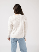 Cable Knit American Flag Sweater in Ivory