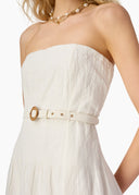 Cami NYC Dress Yena Strapless Linen Dress in Macadamia